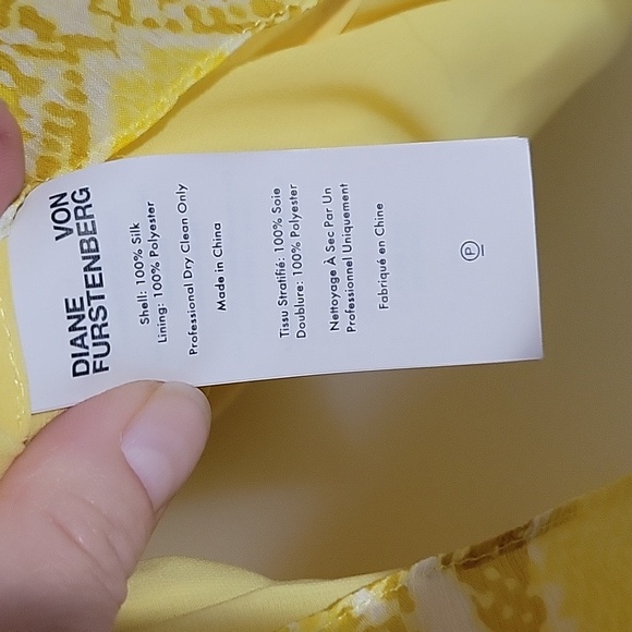 Diane Von Furstenberg Ruffle Silk Chiffon Blouse yellow sz Medium - Picture 4 of 6